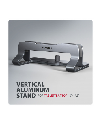 axagon STND-VG Podstawa do laptopów aluminiowa 10-17,3 cala pionowa, Szara nr 2