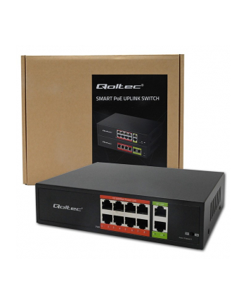qoltec Przełącznik sieciowy SWITCH FAST Ethernet PoE | 8x RJ45 |  2x RJ45 Uplink | 120W | 10/100 Mb/s nr 2