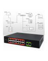 qoltec Przełącznik sieciowy SWITCH FAST Ethernet PoE | 16x RJ45 10/100  Mb/s | 2x RJ45 Uplink 1000 Mb/s | 1x SFP 1000Mb/s - nr 4