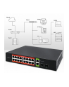qoltec Przełącznik sieciowy SWITCH Gigabit Ethernet PoE | 16x RJ45 | 2x RJ45 Uplink | 2x SFP | 1000 Mb/s - nr 4