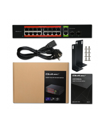 qoltec Przełącznik sieciowy SWITCH Gigabit Ethernet PoE | 16x RJ45 | 2x RJ45 Uplink | 2x SFP | 1000 Mb/s nr 2