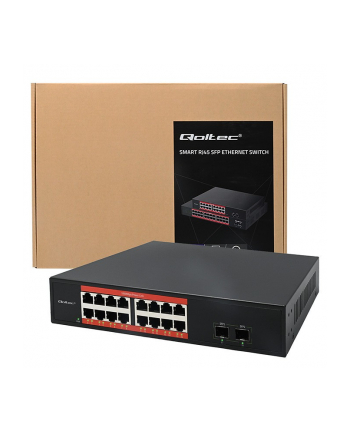 qoltec Przełącznik sieciowy SWITCH Gigabit Ethernet PoE | 16x RJ45 | 2x SFP | 1000 Mb/s nr 2