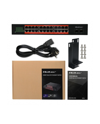 qoltec Przełącznik sieciowy SWITCH Gigabit Ethernet PoE | 24x RJ45 | 2x SFP | 1000 Mb/s nr 1