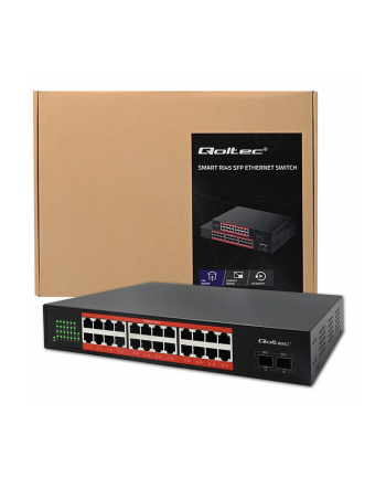 qoltec Przełącznik sieciowy SWITCH Gigabit Ethernet PoE | 24x RJ45 | 2x SFP | 1000 Mb/s nr 2