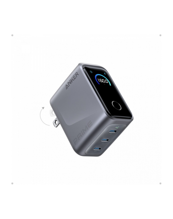 anker Ładowarka sieciowa 160W 3xC SMART wyświetlacz srebrna główny