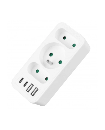 Gniazdko prądowe x3 + 4xUSB Maclean MCE248 F/W, rozgałęźnik z 3 gniazdami, 2xUSB A, 2xUSB C PD 20W, 1x16A + 2x6A nr 1