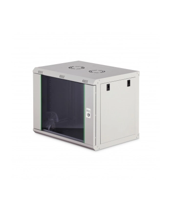 Szafa sieciowa wisząca jednosekcyjna DIGITUS Dynamic 19'' 9U, 600x450, drzwi szyba, szary, niezmontowana, 60kg nr 1