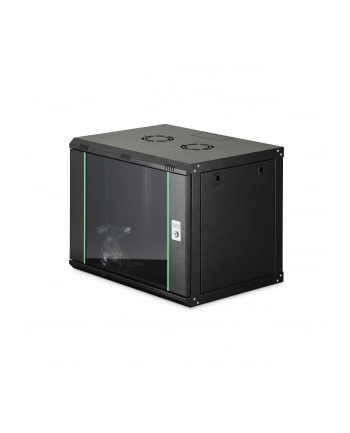 Szafa sieciowa wisząca jednosekcyjna DIGITUS Dynamic 19'' 9U, 600x450, drzwi szyba, czarny, niezmontowana, 60kg nr 1