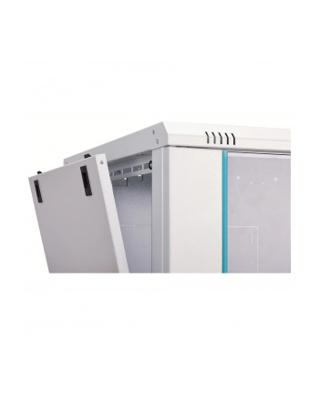 Szafa sieciowa wisząca jednosekcyjna DIGITUS Dynamic 19'' 9U, 600x600, drzwi szyba, szary, niezmontowana, 60kg nr 1