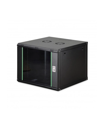 Szafa sieciowa wisząca jednosekcyjna DIGITUS Dynamic 19'' 9U, 600x600, drzwi szyba, czarny, niezmontowana, 60kg nr 1