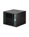 Szafa sieciowa wisząca jednosekcyjna DIGITUS Dynamic 19'' 9U, 600x600, drzwi szyba, czarny, niezmontowana, 60kg - nr 1