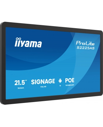 iiyama Monitor 21.5 cala ProLite S2225AS-B1 IPS,FHD,A14,24/7,RJ45,500cd2, USB-C,2x5W,iiSignage, WI-FI nr 1