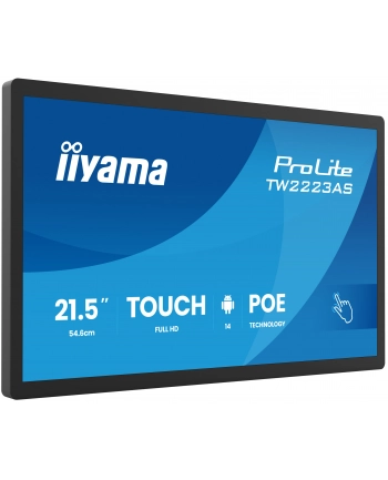 iiyama Monitor 21.5 cala ProLite TW2223AS-B3P POJ.10PKT.24/7,ANDROID14, 450 cd/m2,   USB-C, 2x2W, RJ45, 3xUSB, iiSignage nr 1