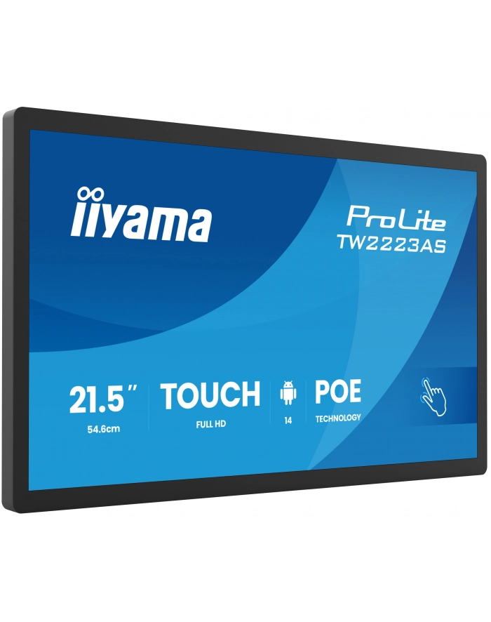 iiyama Monitor 21.5 cala ProLite TW2223AS-B3P POJ.10PKT.24/7,ANDROID14, 450 cd/m2,   USB-C, 2x2W, RJ45, 3xUSB, iiSignage główny