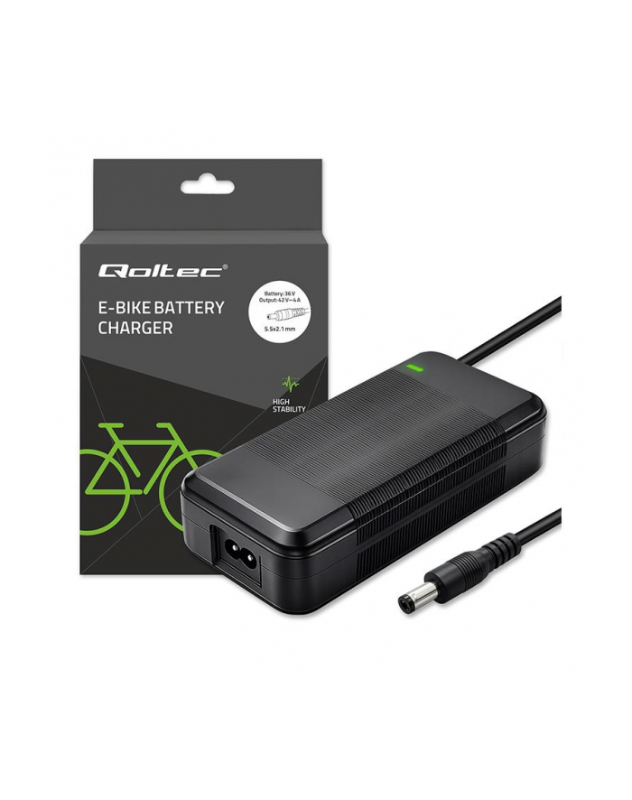 qoltec Ładowarka do roweru skutera elektrycznego 36V | 42V | 4A | 5.5*2.1 + kabel zasilający główny
