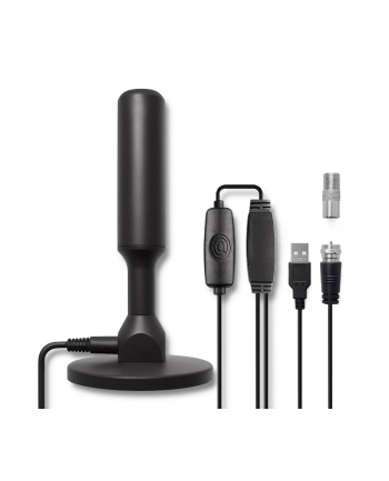 qoltec Wewnętrzna Antena TV DVB-T2 ze wzmacniaczem sygnału i magnetyczną podstawą | 4K | 28dBi | 5m nr 1