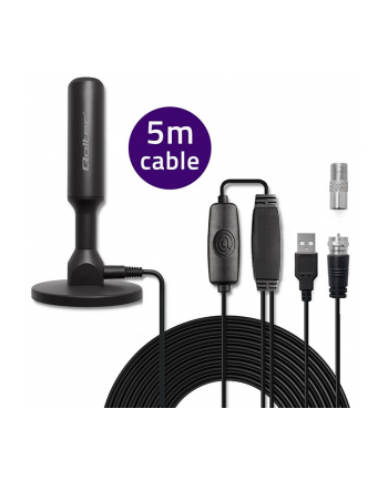 qoltec Wewnętrzna Antena TV DVB-T2 ze wzmacniaczem sygnału i magnetyczną podstawą | 4K | 28dBi | 5m nr 2