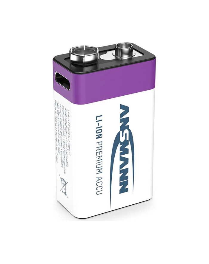 Ansmann Akumulator 9 V Li Ion E Block Usb C 1315 0005 400 Mah 9 V 1szt. EBLOCKUSBC główny