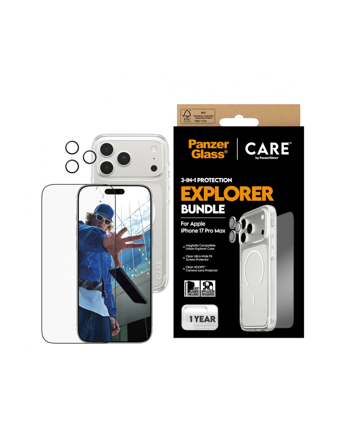 Panzerglass Zestaw Ochronny Care By Flagship Explorer 3W1 Etui Szkło Lens Do Iphone 17 Pro Max główny