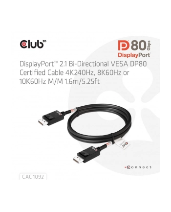 Club 3D CLUB3D CAC1092 DisplayPort 1,6 m Czarny (CAC1092) nr 2