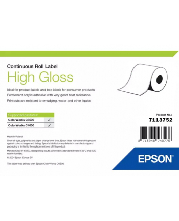 Epson High Gloss Label - Continuous Roll: 102Mm X 33M (7113752) nr 2
