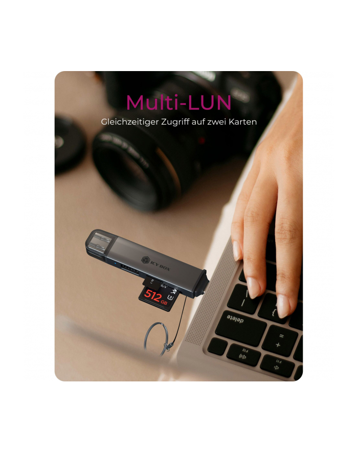 Czytnik kart Flash Icy box 3w1 USB-A/C (IBCR203CU3) główny