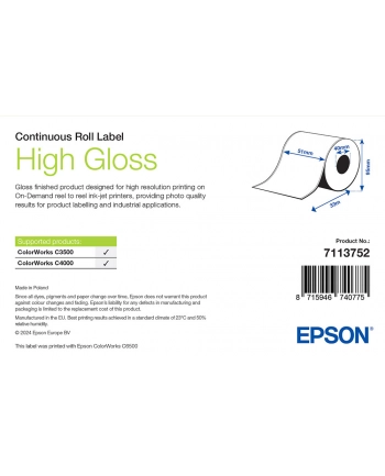 Epson High Gloss Label - Continuous Roll: 102Mm X 33M (7113751) nr 1