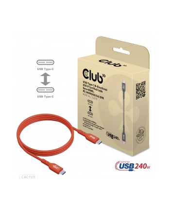 Club 3D Kabel Usb Club3D 2 Typ C Pd 240W / 480Mb 1M St/St Retail