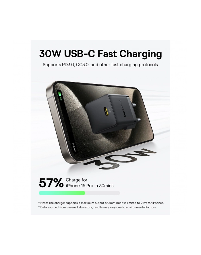 Baseus Palm USB C ladowarka 30W EU czarny główny