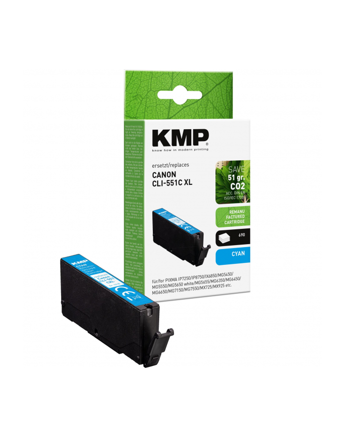KMP Tinte cyan ersetzt Canon CLI-551 C XL 6444B001 główny