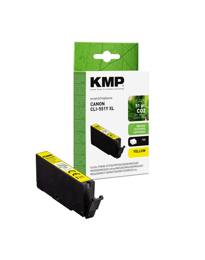 KMP Tinte yellow ersetzt Canon CLI-551 Y XL 6446B001 główny