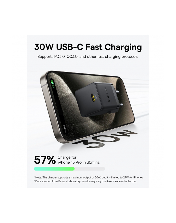 Baseus Palm USB C ladowarka 30W EU czarny główny