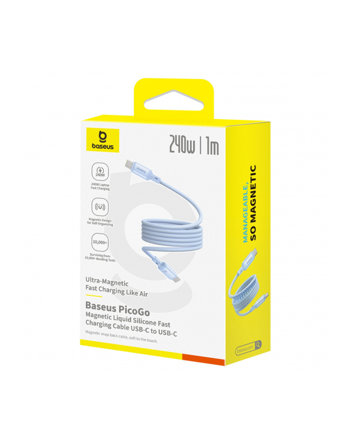 Baseus PicoGo USB-C 240W 1m, kabel magnetyczny niebieski główny