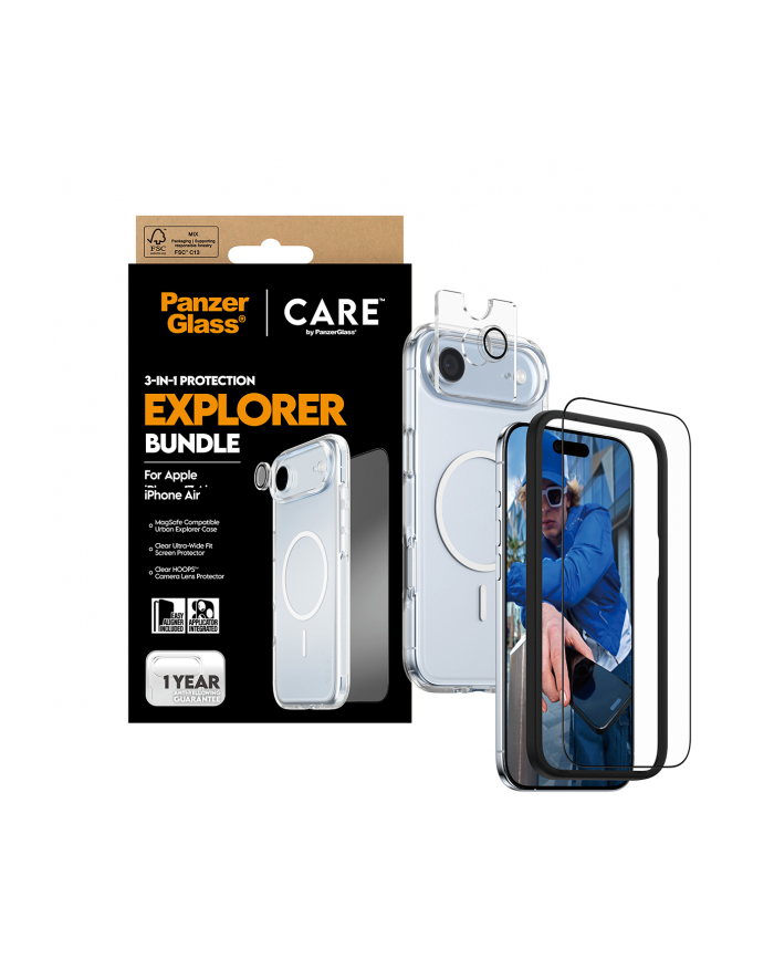 Panzerglass Zestaw Ochronny Care By Flagship Explorer 3W1 Etui Szkło Lens Do Iphone Air główny