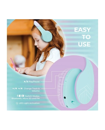 PowerLocus P2 Kids sluchawki dla dzieci fioletowy/turkusowy