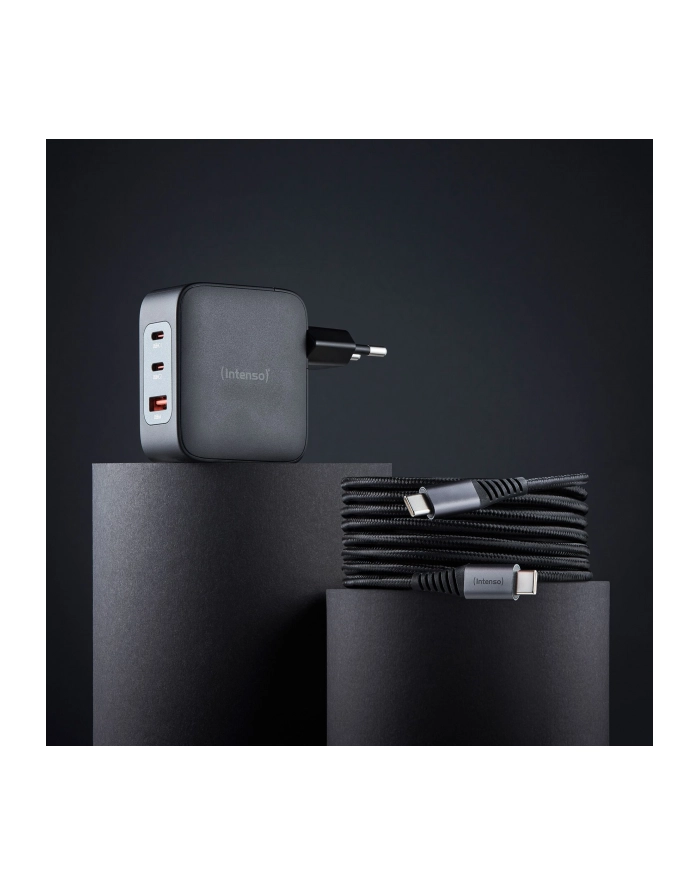 Intenso Power Adapter 100W   GaN 2x USB-C 1x USB-A include Kabel 2m główny