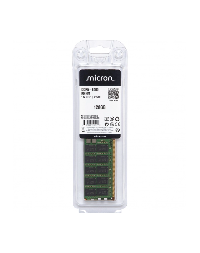 Micron DDR5 RDIMM 128GB 2Rx4 6400 CL52 (32Gbit) Single Pack główny