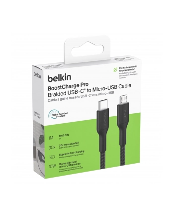 Belkin USB-C/Micro-USB Kabel  1m geflochten, czarny CAB026hq1MBK