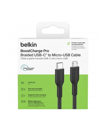 Belkin USB-C/Micro-USB Kabel  1m geflochten, czarny CAB026hq1MBK