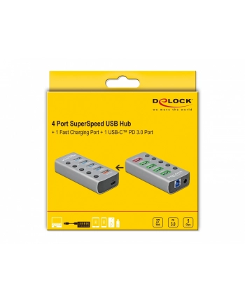 DeLOCK USB 3.2 Gen1 Hub + 4Po + SLK + USB-C - 63263