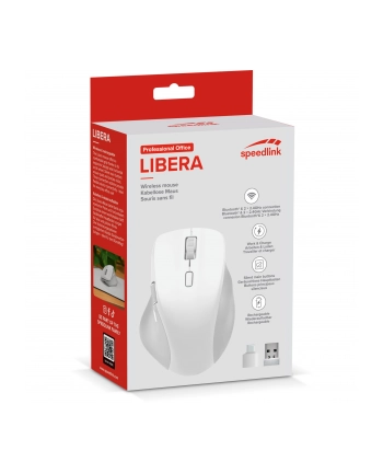 Speedlink LIBERA Rechargeable Mouse Wireless BT Silent BIAŁY