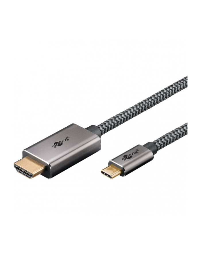 goobay USB textile adapter cable, USB-C plug > HDMI plug, 4K / 60Hz black/silver, 2 meters główny