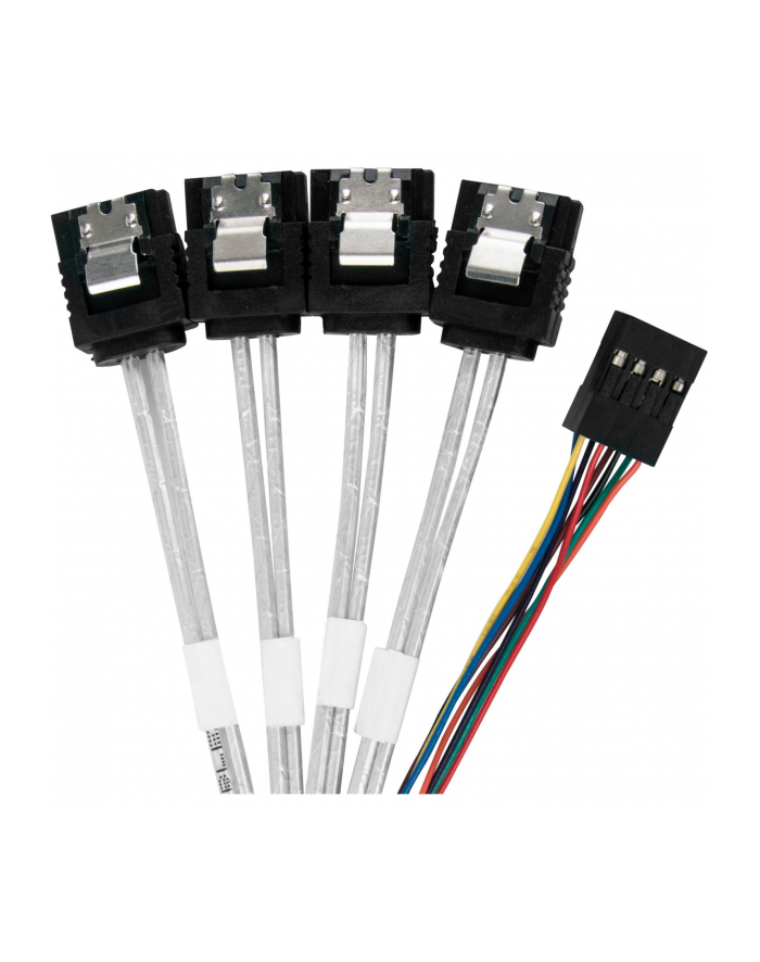 silverstone technology SilverStone adapter cable SST-CPS05-RE, mini-SAS SFF 8643 > 4x SATA light blue, 60cm główny