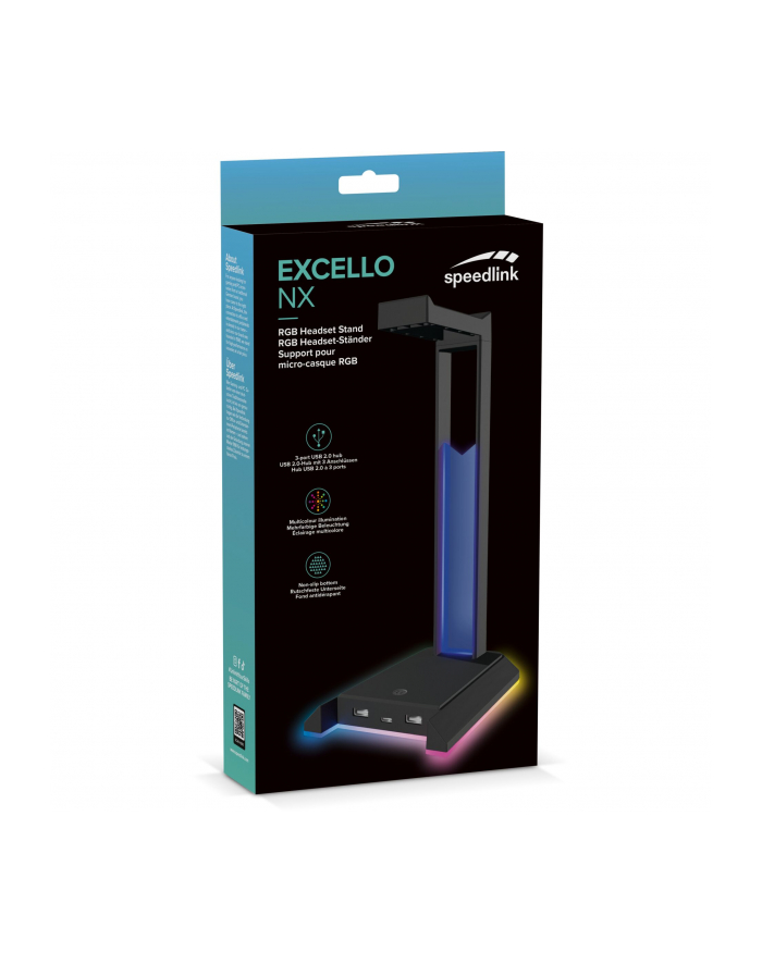 Speedlink EXCELLO NX RGB Headset Stand, USB 2.0 Hub, black główny