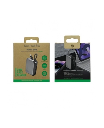 4smarts Powerbank Pocket 30W 10000mAh wbudowany kabel USB-C 15cm