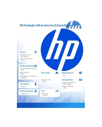 hp inc. Komputer All-in-One  ProStudio 2 G2a R5-40  512GB/16GB/W11P/23.8 D35E9ET nr 1