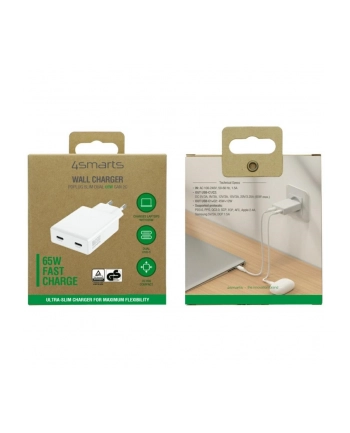 4smarts Ładowarka sieciowa PDPlug 65W GaN 2xUSB-C Biała