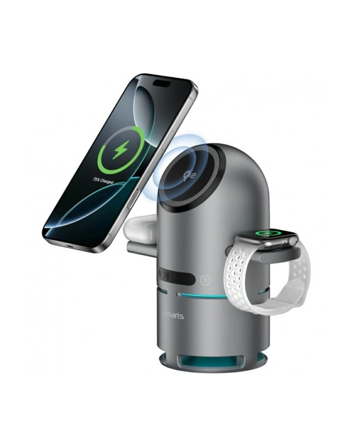 4smarts Stacja ładująca ChargeBot Sound Qi2 Szara główny