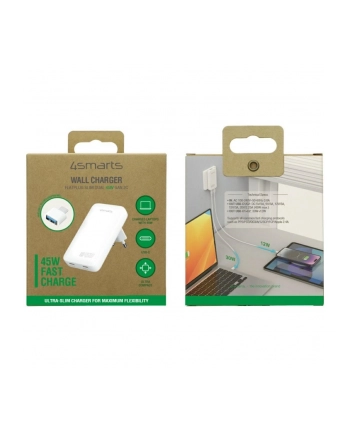 4smarts Ładowarka sieciowa FlatPlug Dual 45W GaN 2xUSB-C Biała