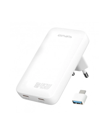 4smarts Ładowarka sieciowa FlatPlug Dual 45W GaN 2xUSB-C Biała